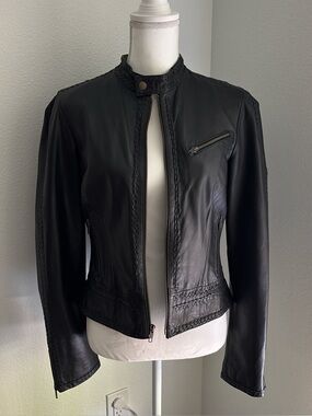 Peruvian Connection Leather Moto Jacket Size 8 NWT